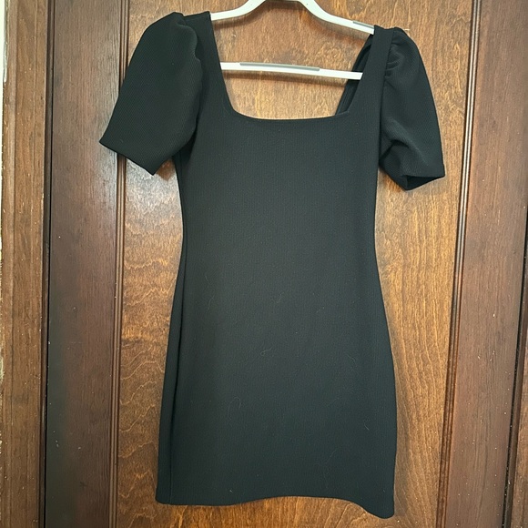 Club Monaco Ribbed Puff Sleeves Square Neck Mini Dress Size XS - Picture 3 of 6